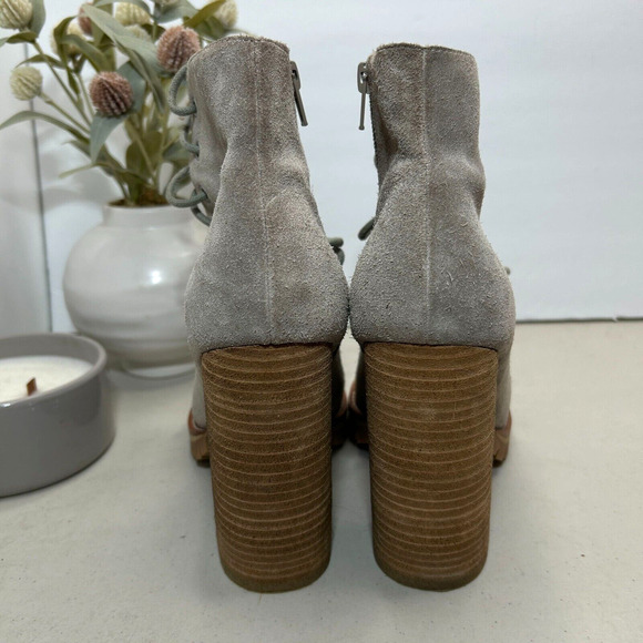 Jeffrey Campbell X Free People Cors Suede Lace Up Peep Toe Ankle Boots Women 9M - Picture 4 of 10